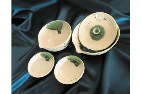 究極の玉露茶器　織部（箱入） 美濃焼 不動窯作